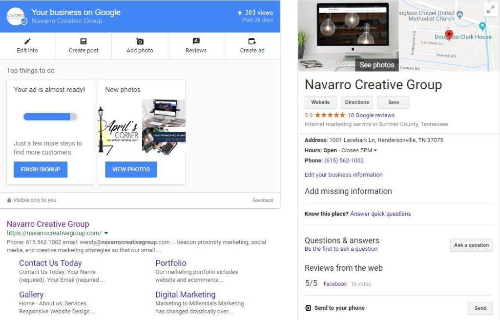 google my business website examples