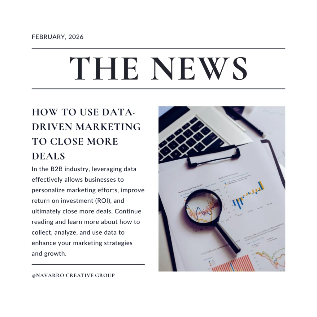 Laptop, charts, and magnifying glass illustrating data-driven marketing strategies for B2B deal optimization.